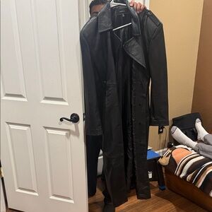 Karen Millen Dark Leather Trench Coat